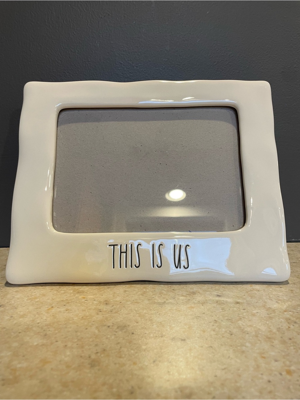RAE DUNN 5X7 Ceramic Photo Frame This is Us Wall Shelf Neutral Cream Black